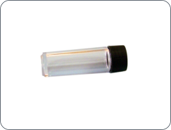 One ounce plastic sample bottle Approx 12 mm dia x 50 mm high